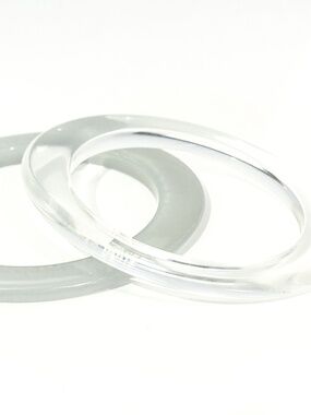 Clear Acrylic Bangle Set of 2 – Minimalist Stackable Bracelets Glossy NWT